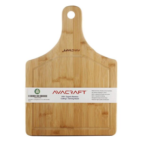 AVACRAFT Organic Bamboo Cutting Board with Handle