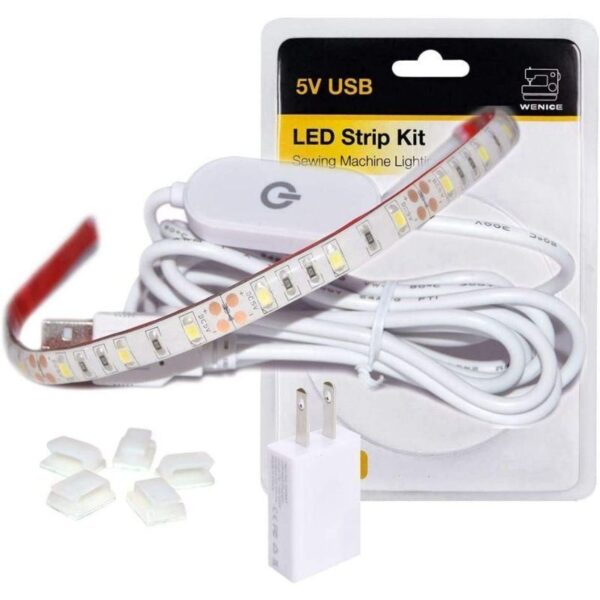 WENICE Sewing Machine Light, LED Lighting Strip kit Cold White 6500k with Touch dimmer and USB Power