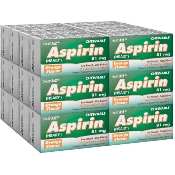 HealthA2Z Aspirin 81mg NSAID, Compare to Bayer Active Ingredient, 24 Packs of 36 Chewable Tablets - Image 2