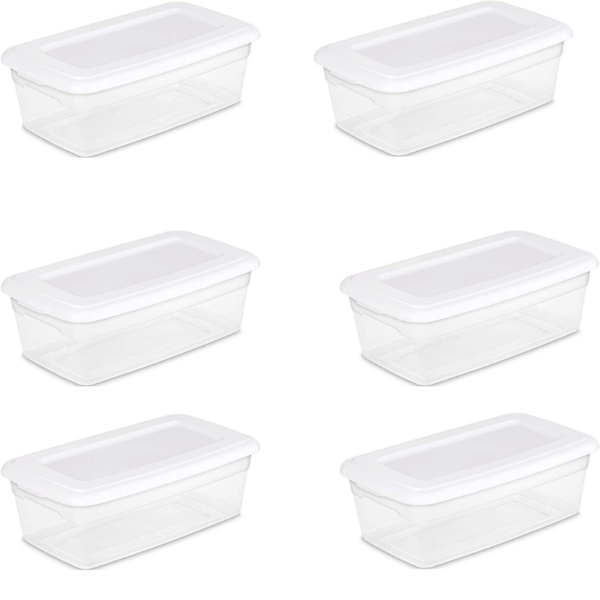 STERILITE 6-Quart Storage Bin Shoe Box - Clear (6)