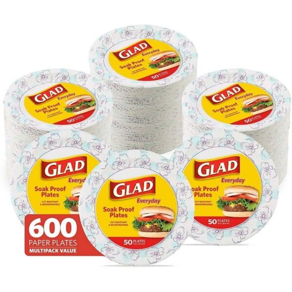 Glad Round Disposable Paper Plates, 10 Inch Paper Plates-New & Improved Quality