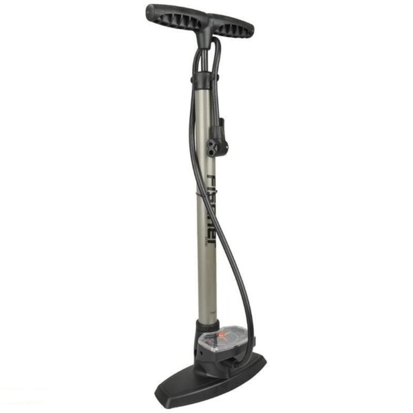 FISCHER floor pump with manometer, high pumping capacity up to 11bar