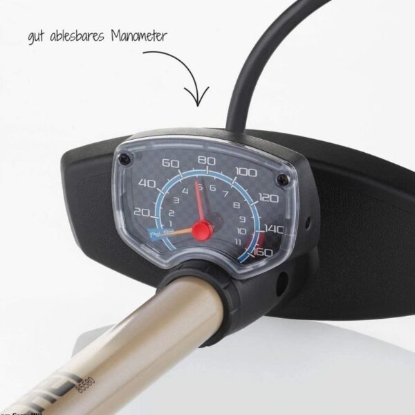 FISCHER floor pump with manometer, high pumping capacity up to 11bar - Image 2